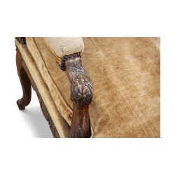 Fauteuil de style Louis XV Régence en hêtre, recouvert de …