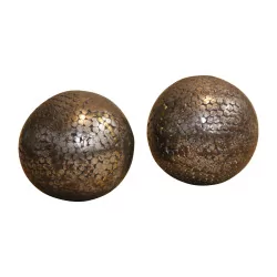 Pair of studded petanque balls. Late 19th, early 20th...