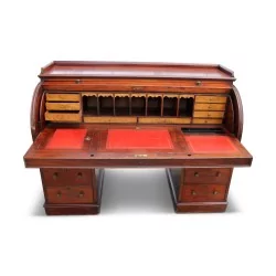 Bureau cylindrique en acajou. Angleterre, 19ème siècle.