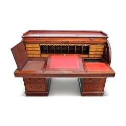 Bureau cylindrique en acajou. Angleterre, 19ème siècle.