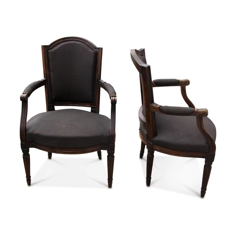 Paire de fauteuils de style Louis XVI. Hauteur d'assise 41 cm. - Moinat - Fauteuils