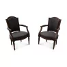 Pair of Louis XVI style armchairs. Seat height 41 cm. - Moinat - Armchairs