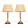 Paar Leuchter aus vergoldeter Bronze als Lampe montiert mit … - Moinat - Tischlampen