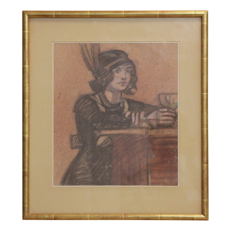 代表拿着玻璃杯的女人的画作,粉彩…… - Moinat - 画 - 各种的 代表拿着玻璃杯的女人的画作,粉彩…… - Moinat - 画 - 各种的