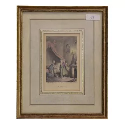 Table of an engraving “The sunset” signed Sigmund FREUDEBERG …