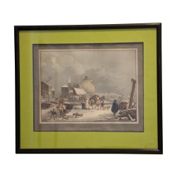 Tabelle einer Gravur „Auf den Markt gehen“ signiert Jean …