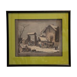 Tableau d'une gravure “Le marché conclut” signé Jean Pierre …