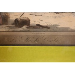 Tableau d'une gravure “Le marché conclut” signé Jean Pierre …