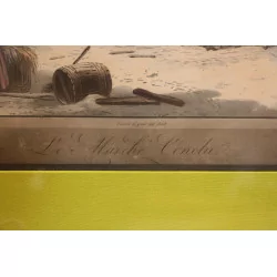 Table of an engraving “The deal concludes” signed Jean Pierre …