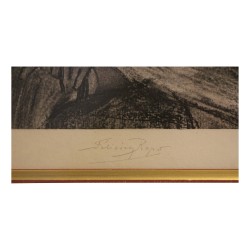 Tableau d une gravure au verni mou "Le coup de la jarretière"