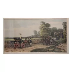 Table of an unsigned engraving “The Stagecoach Stop”.