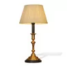 gilt bronze candlestick mounted as a lamp with silk shade... - Moinat - Table lamps