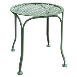 Gartenhocker „Valy“ aus Schmiedeeisen, hellgrün lackiert (RAL).