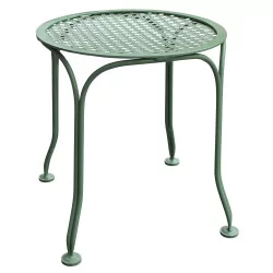 \"Valy\" garden stool in wrought iron painted pale green (RAL