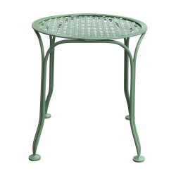 Gartenhocker „Valy“ aus Schmiedeeisen, hellgrün lackiert (RAL).