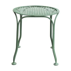 \"Valy\" garden stool in wrought iron painted pale green (RAL