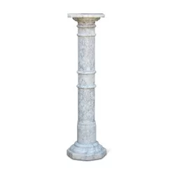 Carare white marble column. Italy, 20th century.