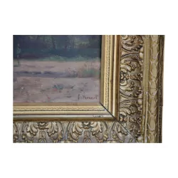 Tableau huile sur toile signé Louis MENNET (1829-1875). …