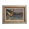 Tableau peinture sur bois représentant une barque vaudoise … - Moinat - Tableaux - Paysage