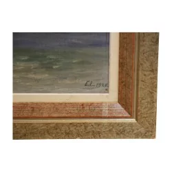 Tableau peinture sur bois représentant une barque vaudoise …