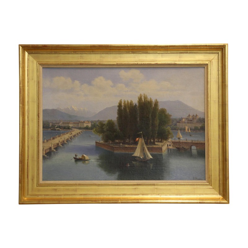 Oil painting on thick cardboard view of Geneva with the Island … - Moinat - Painting - Landscape Oil painting on thick cardboard view of Geneva with the Island … - Moinat - Painting - Landscape