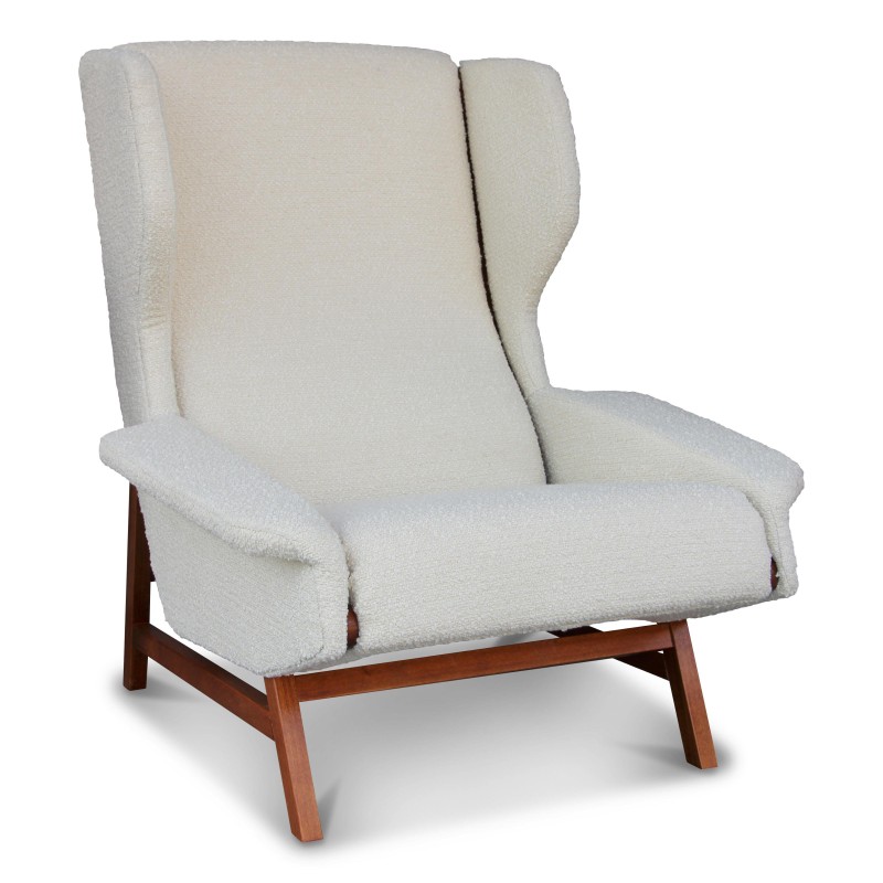 Moderner Sessel Frattini Designjahr 1950 mit Stoffbezug - Moinat - Armlehnstühle, Sesseln Moderner Sessel Frattini Designjahr 1950 mit Stoffbezug - Moinat - Armlehnstühle, Sesseln