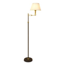 Lampadaire articulé en laiton doré avec abat-jour blanc plissé …