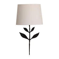 SILVA GRANDE wall lamp in patinated bronze with white lampshade.