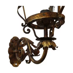 polychrome wrought iron wall lamp. Italy, 20th century.