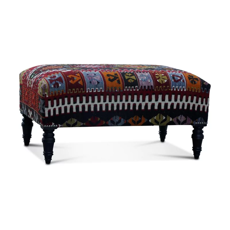 Banquette kilim avec pieds tournés noirs. - Moinat - Canapés Banquette kilim avec pieds tournés noirs. - Moinat - Canapés