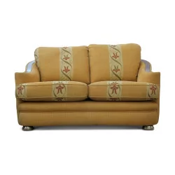 Edwardian 2-seater sofa with inlaid armrests and velvet …