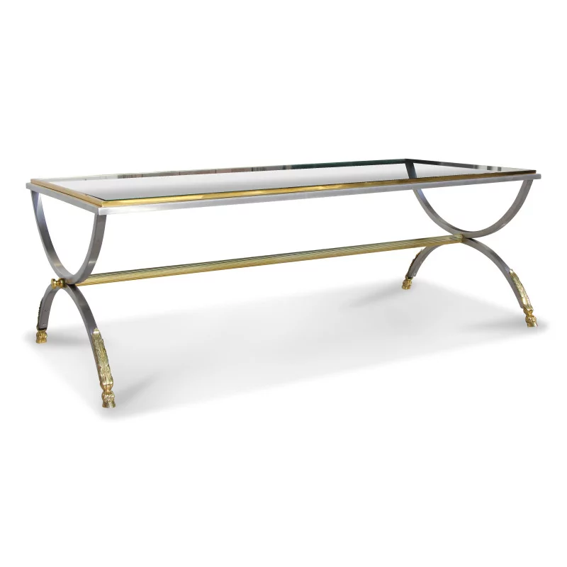 Louis XV style coffee table with brushed steel base and … - Moinat - Coffee tables