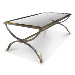 路易十五风格咖啡桌，带拉丝钢底座和……