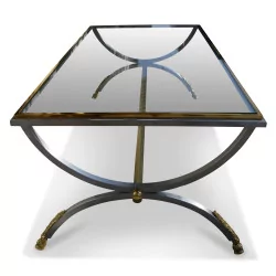 路易十五风格咖啡桌，带拉丝钢底座和……