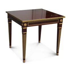 Table in mahogany-coloured cherry wood decorated with bronzes with …