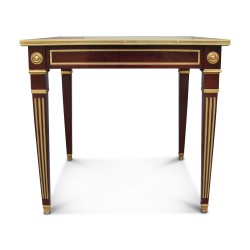 Table in mahogany-coloured cherry wood decorated with bronzes with …