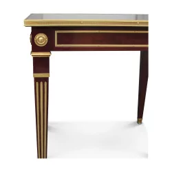 Table in mahogany-coloured cherry wood decorated with bronzes with …
