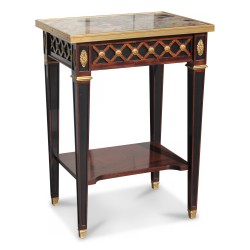 Table in black varnished mahogany veneer decorated with bronzes …