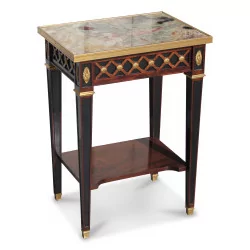 Table in black varnished mahogany veneer decorated with bronzes …