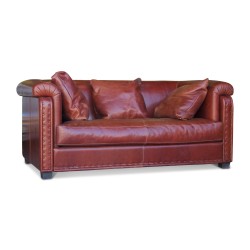 Design-Sofa aus rotbraunem Vollnarbenleder mit 3 …
