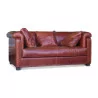 Canapé design en cuir pleine fleure brun roux avec ses 3 - Moinat - Canapés
