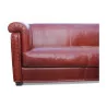 Design sofa in reddish brown full-grain leather with its 3 … - Moinat - Sofas