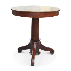 kleiner runder Louis-Philippe-Tisch aus massiver Esche mit Fuß