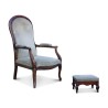 Voltaire armchair in walnut covered with beige patterned fabric. … - Moinat - Armchairs