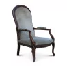 Voltaire armchair in walnut covered with beige patterned fabric. … - Moinat - Armchairs