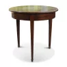Directoire round table in walnut with 3 spindle legs. Switzerland Vaud, - Moinat - Dining tables