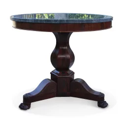 Runder Charles X Tisch aus Mahagoni mit grauer Marmorplatte …