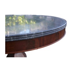 Charles X round table in mahogany with gray marble top …
