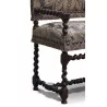Louis XIII armchair in \"Grey silk Damascus\" fabric - Moinat - Armchairs