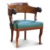 Fauteuil  de bureau Empire modèle Jacob recouvert de cuir vert, - Moinat - Fauteuils